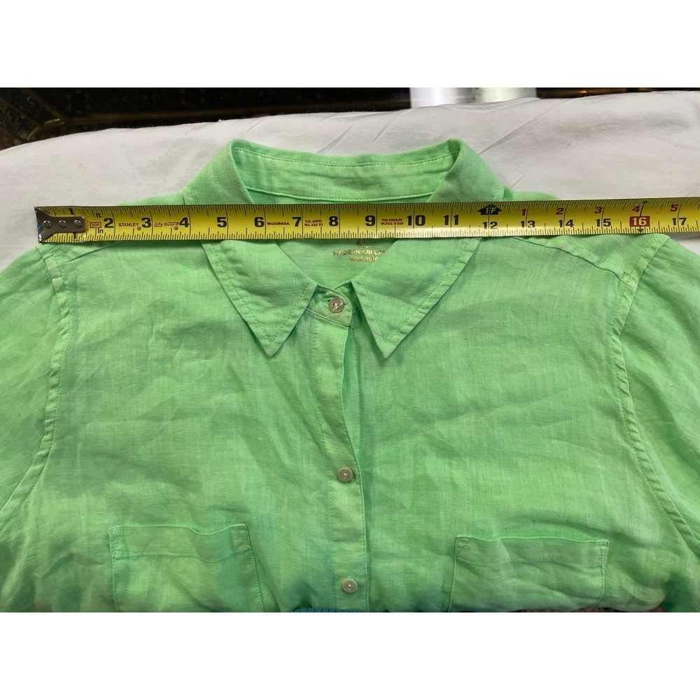 Lilly Pulitzer Sea View Green Linen Button Up Shirt Coastal Resort Preppy XL - Picture 6 of 15